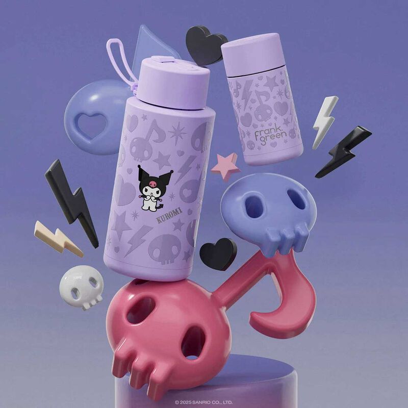 frank green 34oz Ceramic Bottle with Flip Straw Lid Kuromi image number 1